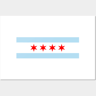 Chicago City Flag White, Blue, Red Posters and Art